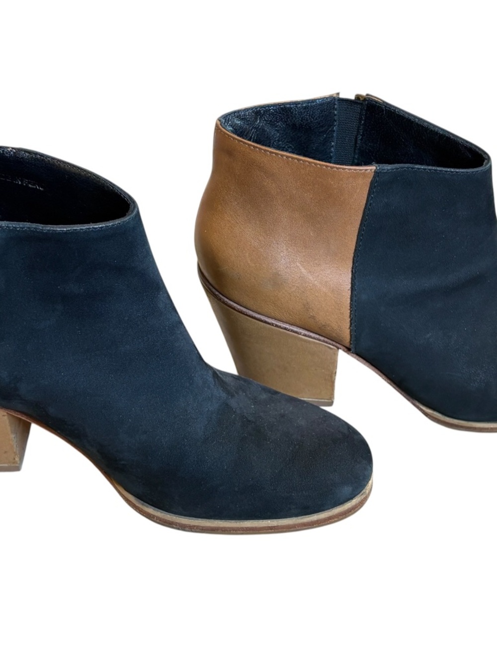Rachel Comey Black Suede & Carmel Leather Ankle Boots - Picture 2 of 7